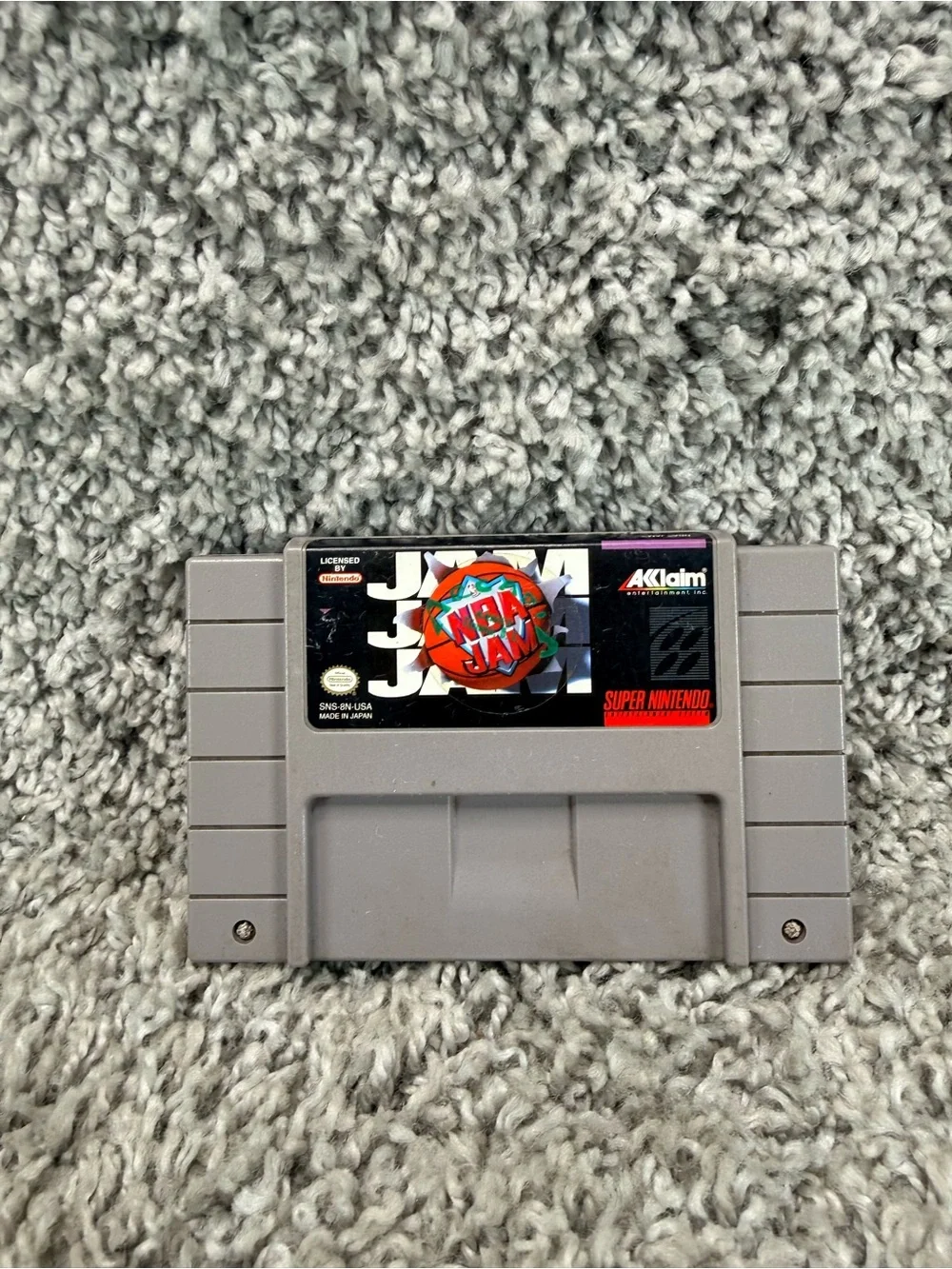 NBA Jam Super Nintendo Gray Game Cartridge